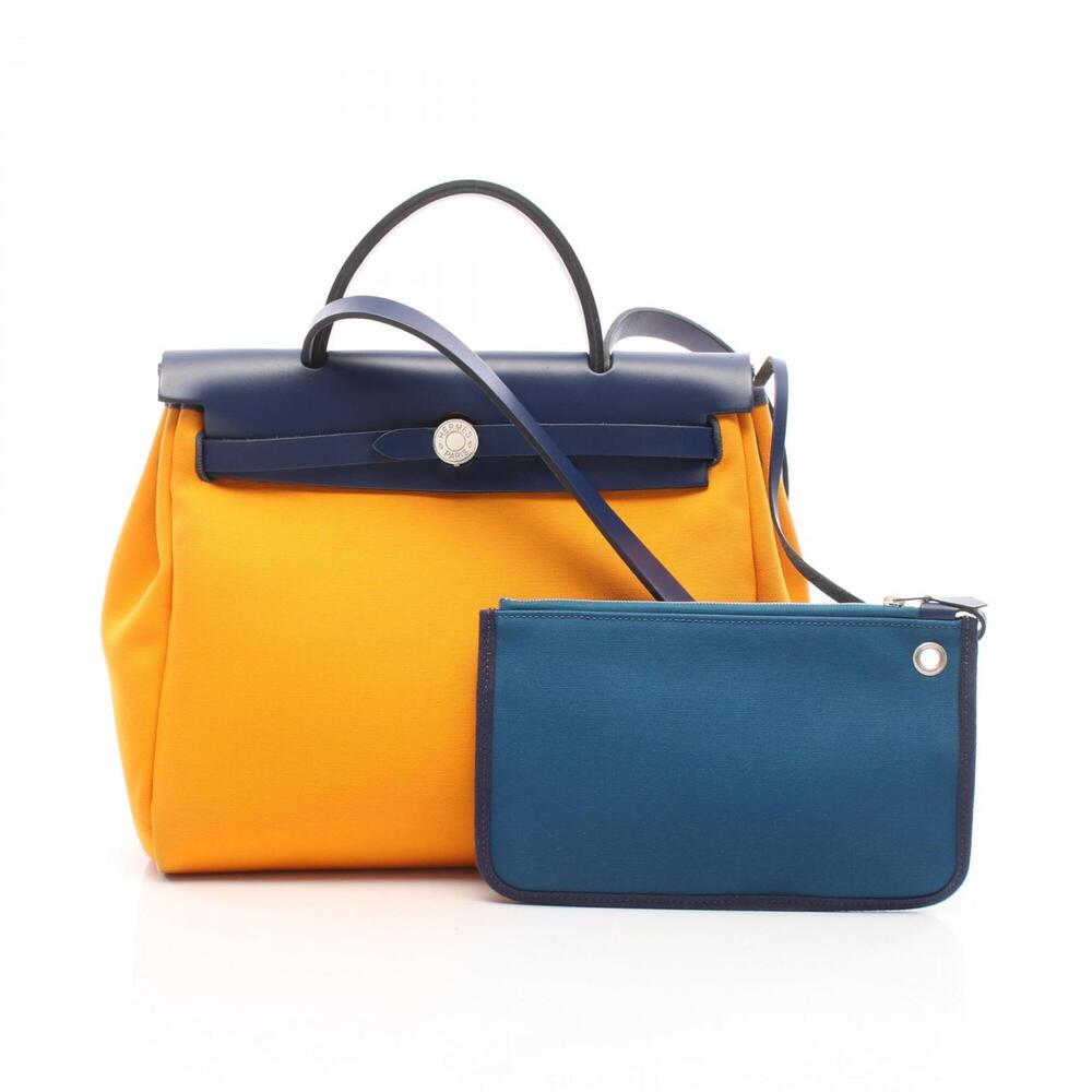 Hermes Herbag Zip PM 2-Way Handbag, Canvas and Leather, Toile Officier, Vache...
